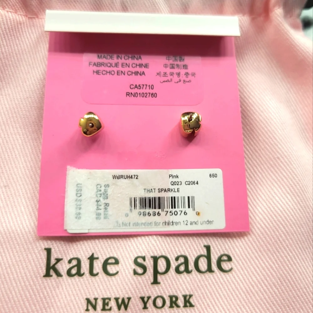 Kate Spade Brilliant Statement Studs Pink Gold Tone